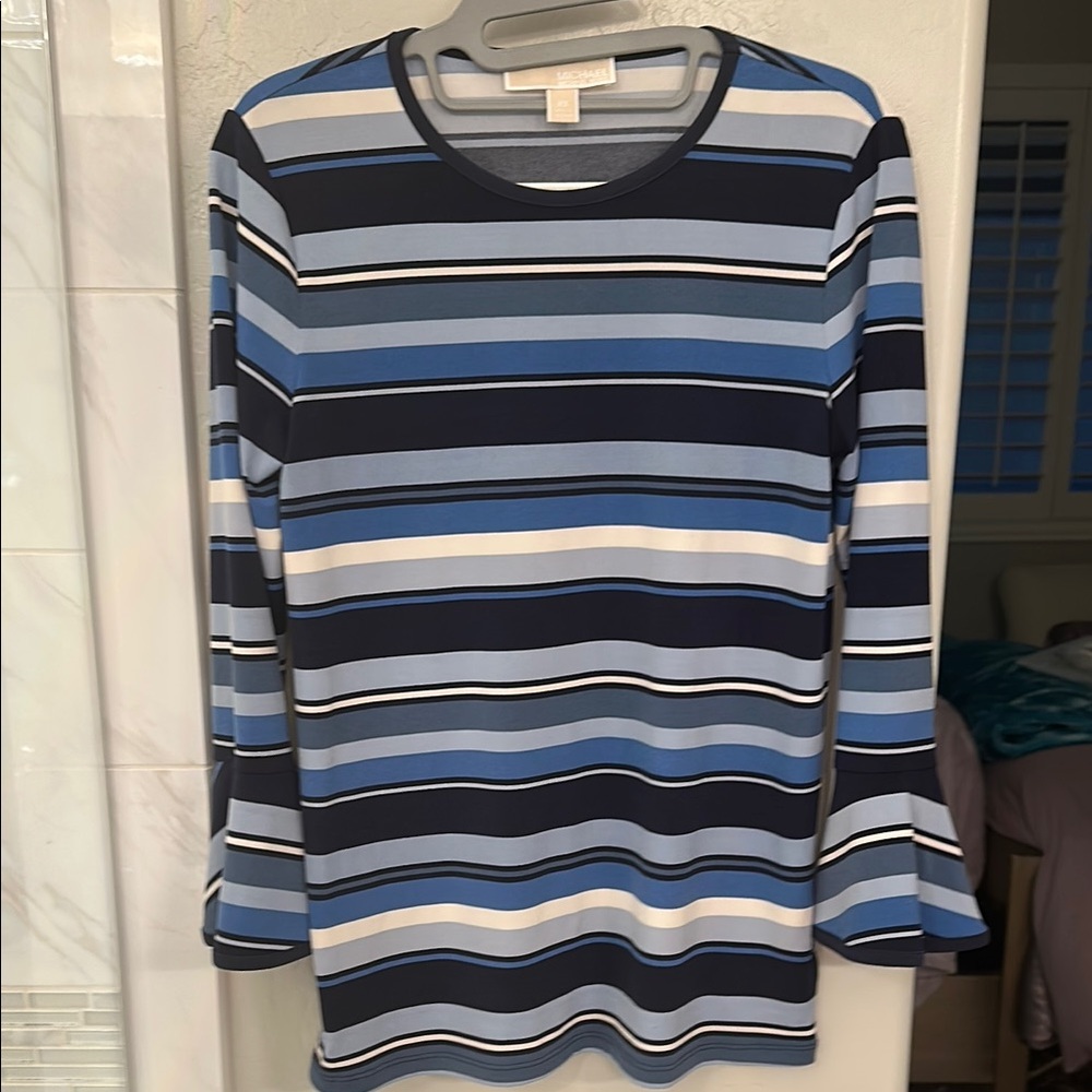 Michael Kors Navy and White Striped Top